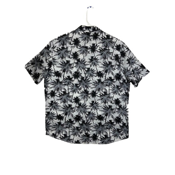 H&M Button Up Shirt Men’s Extra Large Black Gray White Palm Trees Hawaiian Camp - Picture 3 of 10